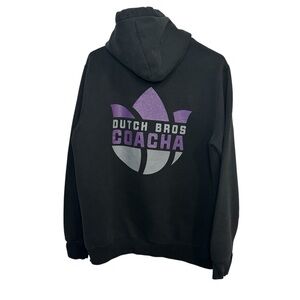 Dutch Bros VINTAGE COACHA Black w/Purple SMALL+MEDIUM Hoodie Employee Leadership